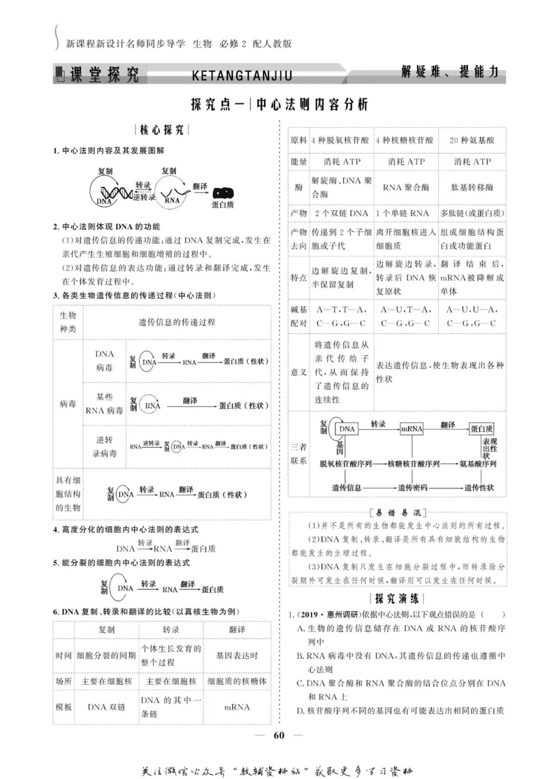 名师同步导学生物人教版必修2_名师同步导学_高中生物