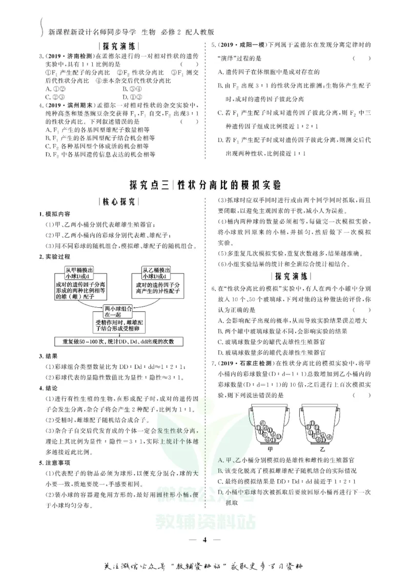 名师同步导学生物人教版必修2_名师同步导学_高中生物