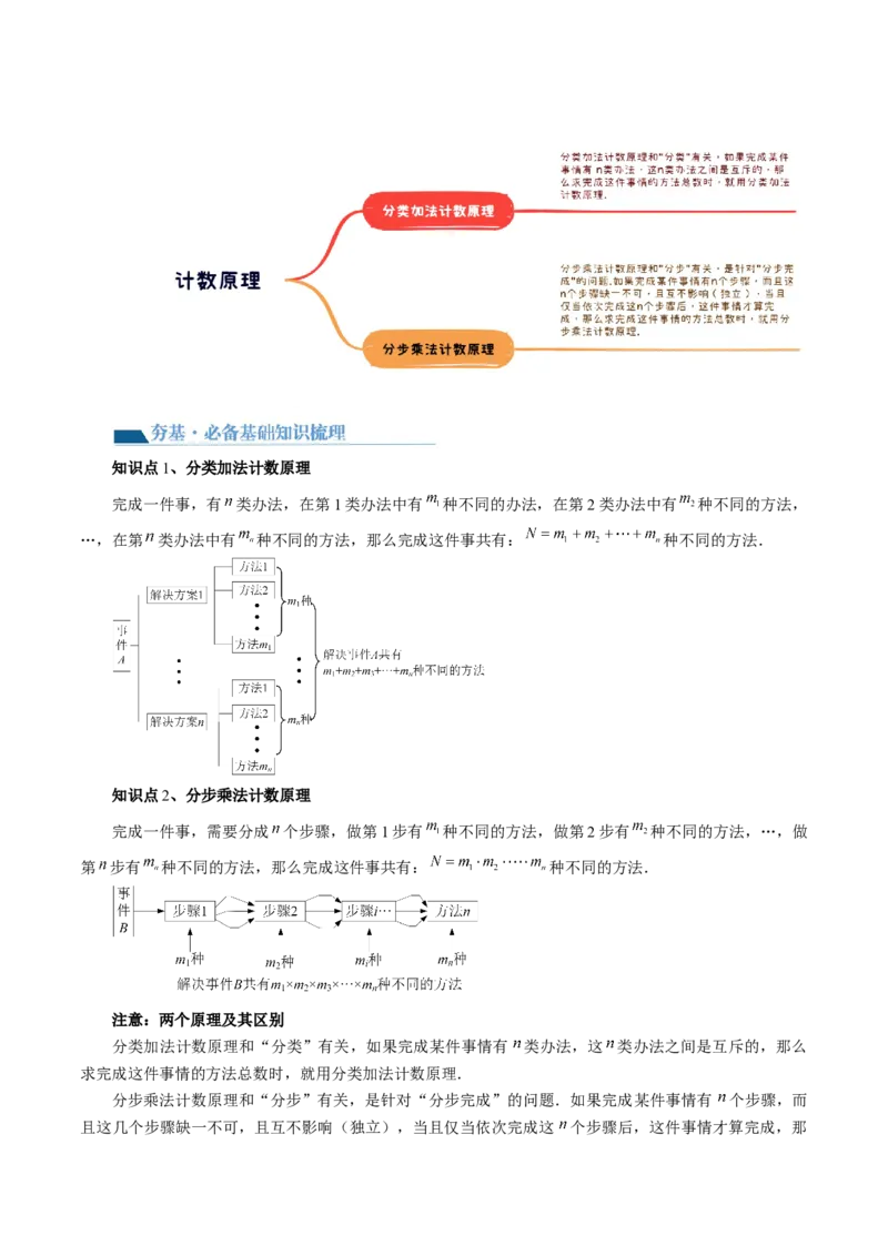 第01讲计数原理（三大题型）（讲义）（解析版）_2.2025数学总复习_2024年新高考资料_1.2024一轮复习_2024年高考数学一轮复习讲练测（新教材新高考）