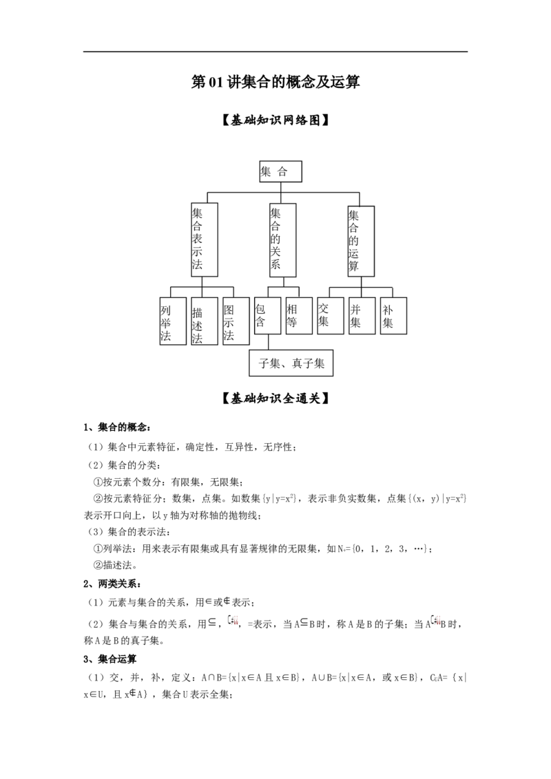 第01讲集合的概念及运算（原卷版）_2.2025数学总复习_2023年新高考资料_一轮复习_2023年高考数学一轮复习考点精讲练+易错题型（新高考专用）