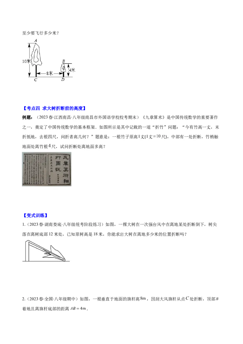 专题17.2勾股定理的应用之十一大考点(学生版)_初中数学_八年级数学下册（人教版）_重难点专题提优-V8
