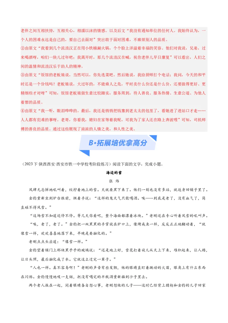 解密06文学类文本阅读小说之环境分析（分层训练）（解析版）_01高考语文_4.22024年新高考资料_2.2024二轮复习