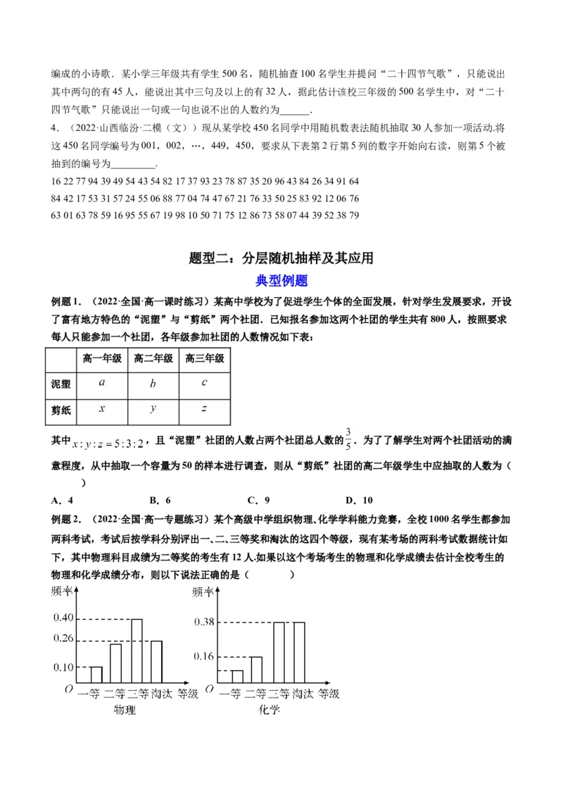 第01讲随机抽样、统计图表(精讲）（学生版）_2.2025数学总复习_2023年新高考资料_一轮复习_2023新高考数学一轮复习（新教材新高考）