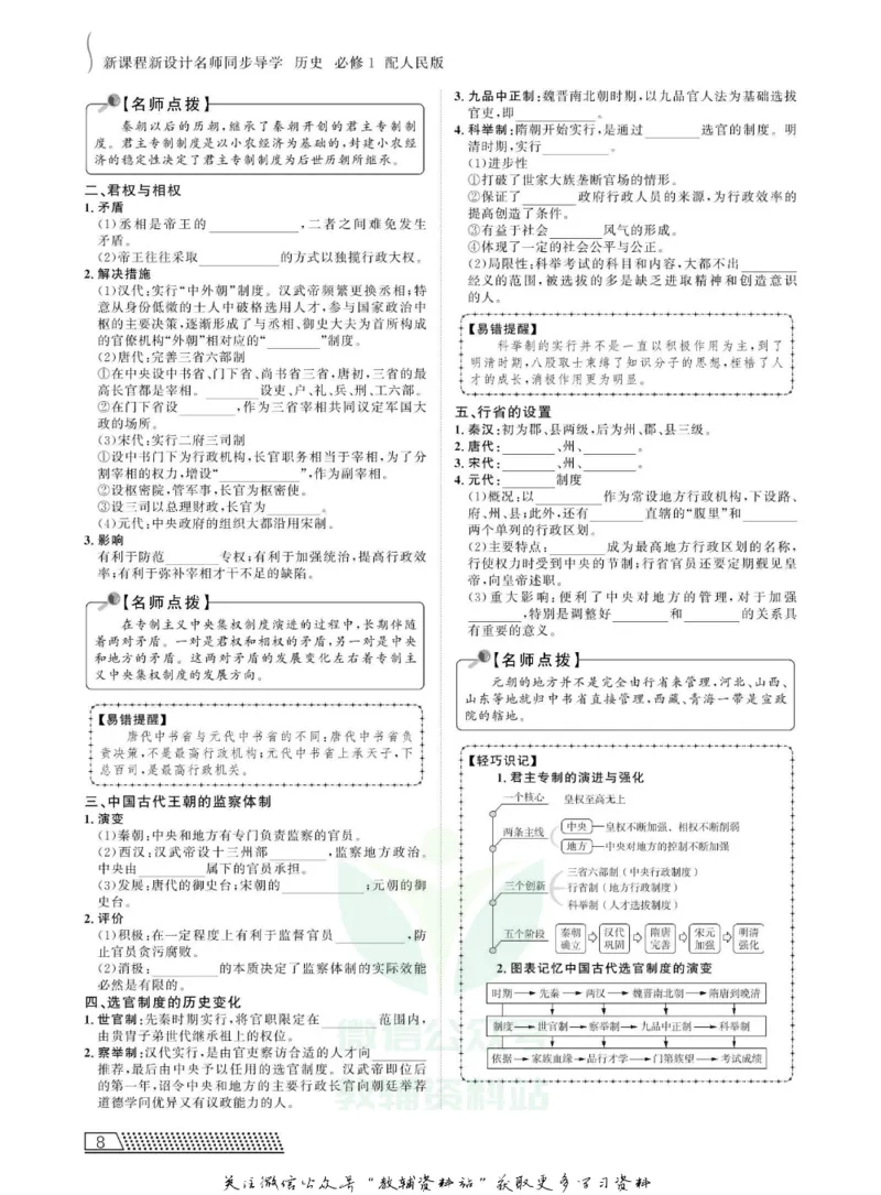 名师同步导学历史人教版必修1_名师同步导学_高中历史