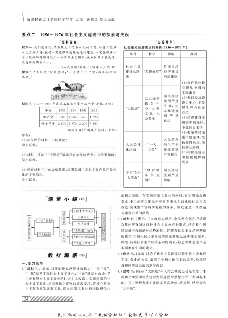 名师同步导学历史人民版必修2_名师同步导学_高中历史