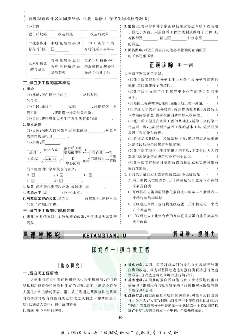 名师同步导学生物人教版选修3-现代生物科技专题_名师同步导学_高中生物