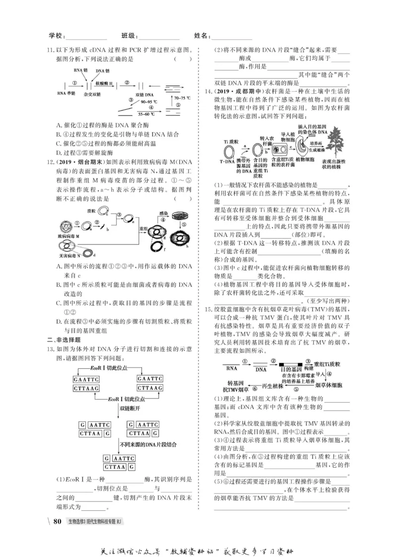 名师同步导学生物人教版选修3-现代生物科技专题_名师同步导学_高中生物