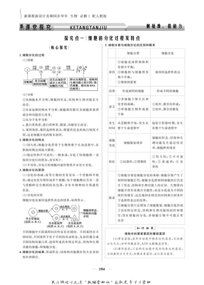 名师同步导学生物人教版必修1_名师同步导学_高中生物