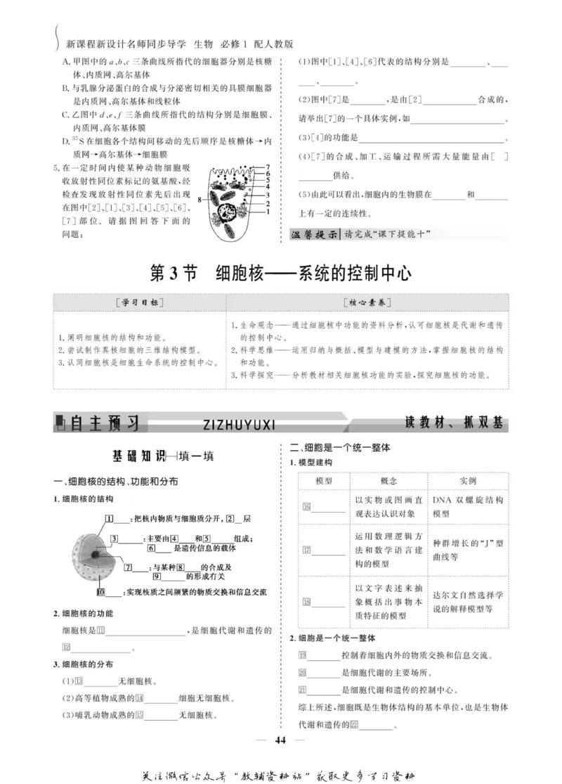 名师同步导学生物人教版必修1_名师同步导学_高中生物