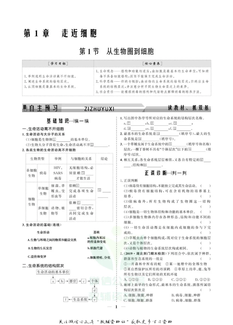 名师同步导学生物人教版必修1_名师同步导学_高中生物