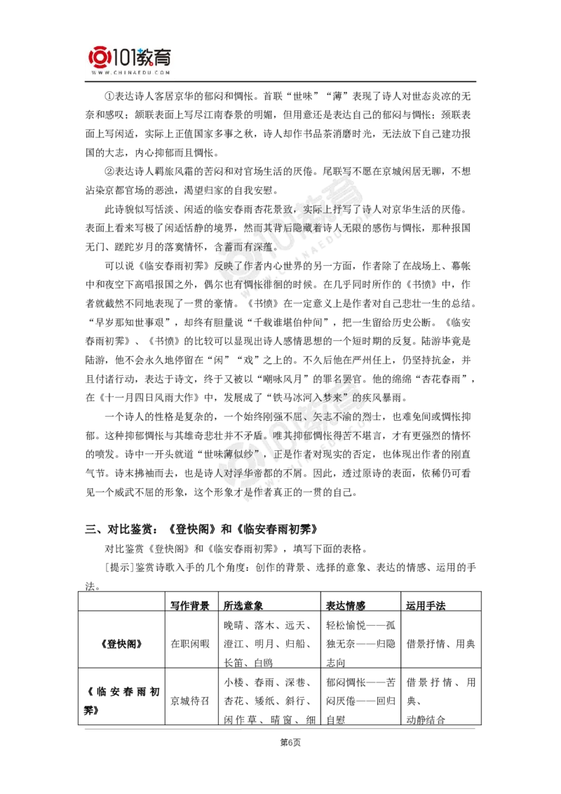 053与君离别意,同是宦游人&mdash;&mdash;《登快阁》《临安春雨初霁》赏读_同步视频课高中语文_新版人教版_新人教版高二语文选修上中下_新人教版高中语文选修下册