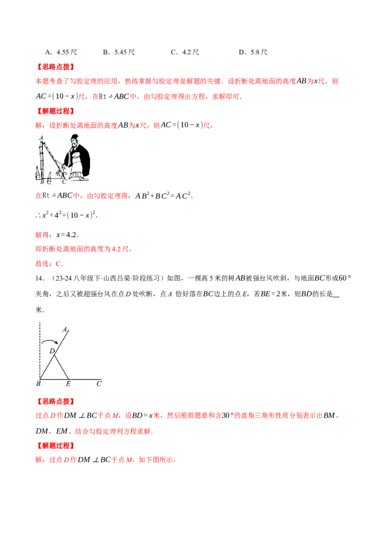 专题17.2勾股定理的应用（十大题型总结）（压轴题专项讲练）（人教版）（教师版）_初中数学_八年级数学下册（人教版）_压轴题专项-V5_2025版