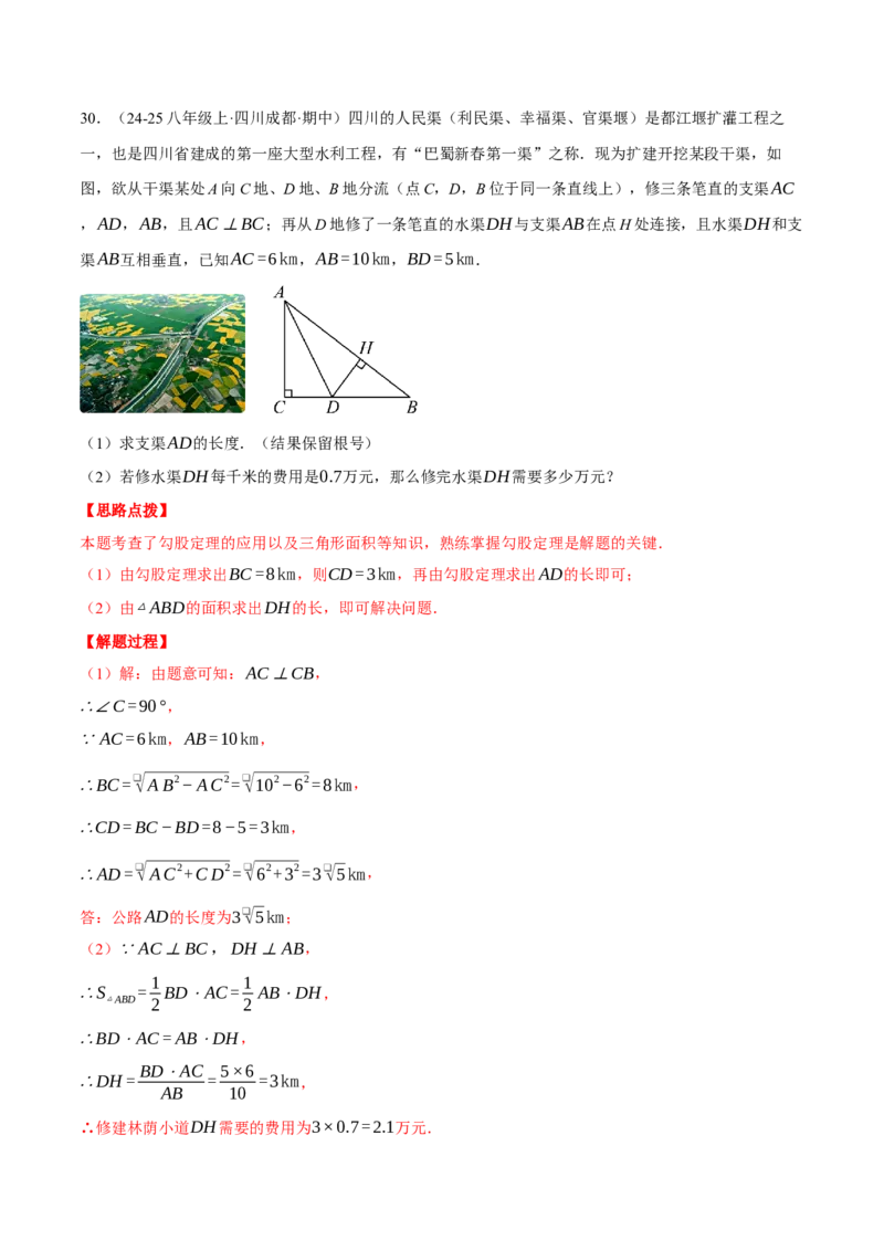 专题17.2勾股定理的应用（十大题型总结）（压轴题专项讲练）（人教版）（教师版）_初中数学_八年级数学下册（人教版）_压轴题专项-V5_2025版