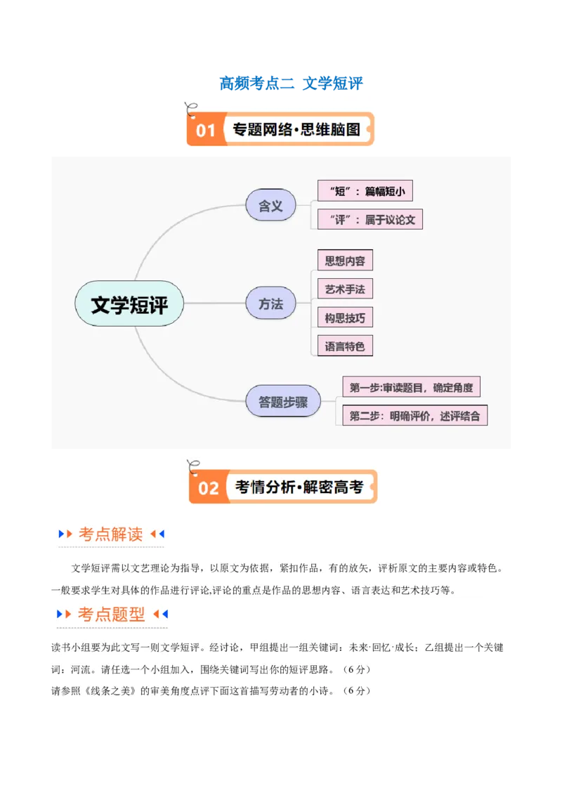 解密13文学类文本群文阅读之双文短评（讲义）（原卷版）_01高考语文_4.22024年新高考资料_2.2024二轮复习