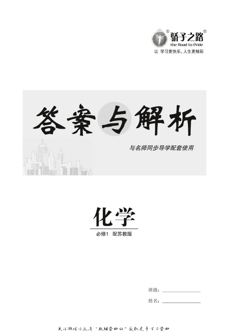 名师同步导学化学苏教版必修1_名师同步导学_高中化学
