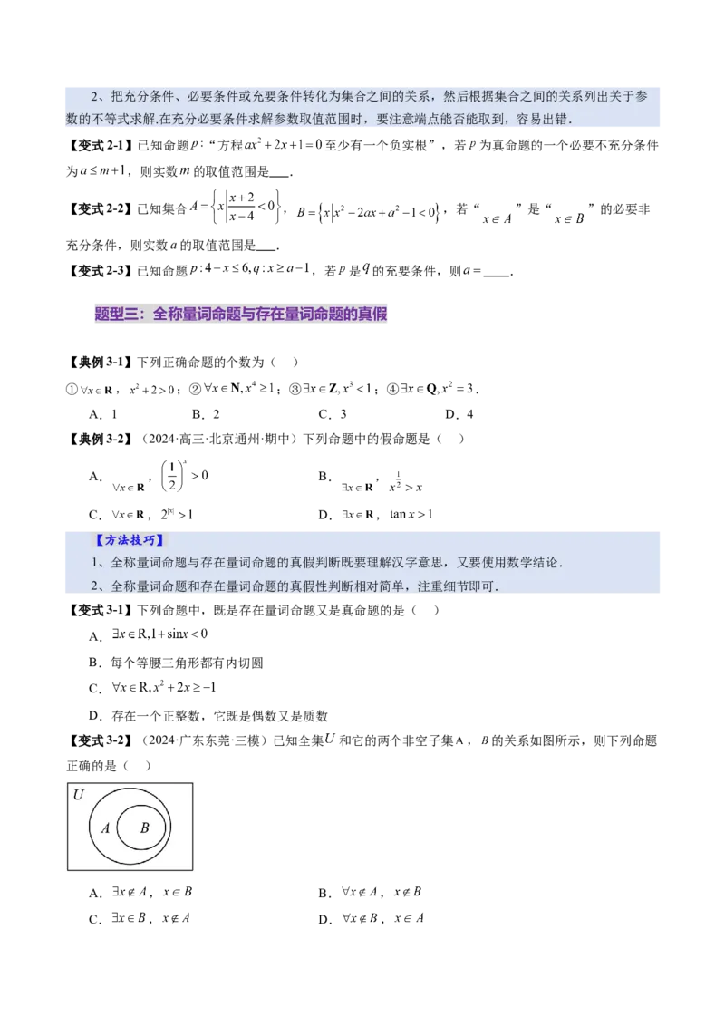 第02讲常用逻辑用语（五大题型）（讲义）（原卷版）_2.2025数学总复习_2025年新高考资料_一轮复习_2025年高考数学一轮复习讲练测（新教材新高考，含2024高考真题）