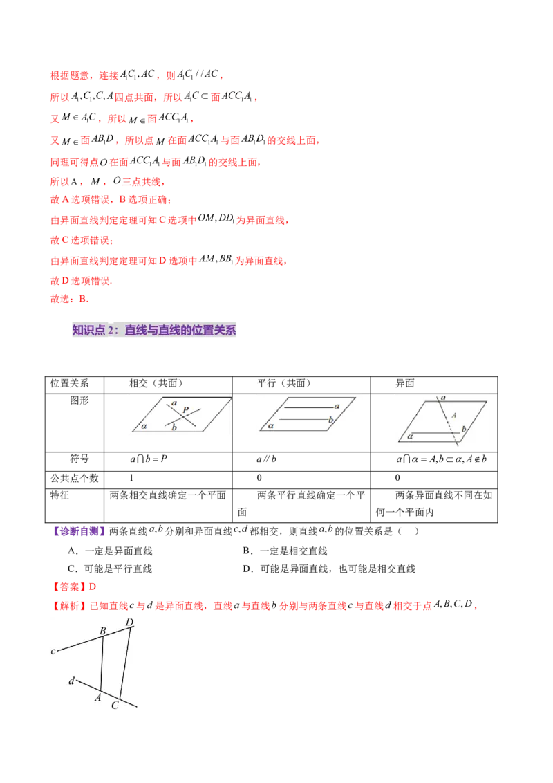 第02讲空间点、直线、平面之间的位置关系（六大题型）（讲义）（解析版）_2.2025数学总复习_2025年新高考资料_一轮复习_2025年高考数学一轮复习讲练测（新教材新高考，含2024高考真题）
