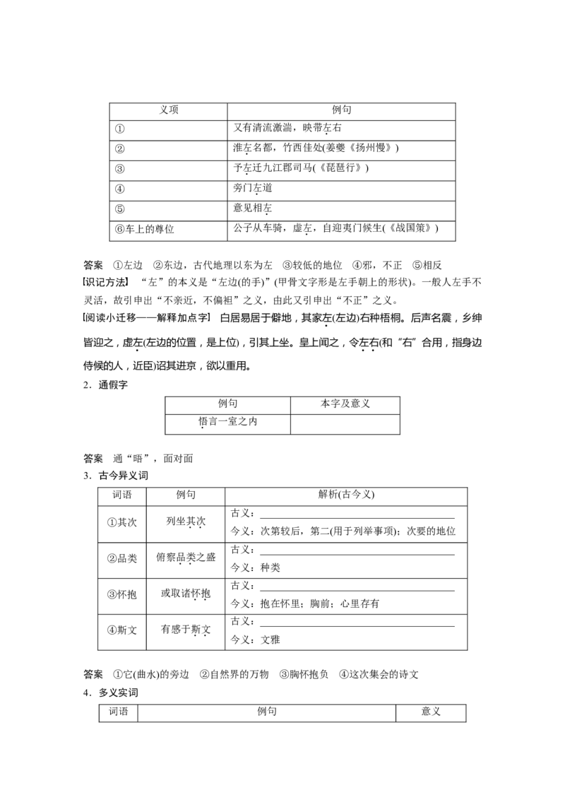 课内文言文必修2单篇梳理2课文1　兰亭集序_01高考语文_6赠通用版（老高考）复习资料_一轮复习_2023年语文老高考一轮复习（通用版）_教师版word讲义
