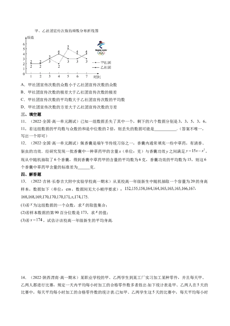 第02讲用样本估计总体(精练）（学生版）_2.2025数学总复习_2023年新高考资料_一轮复习_2023新高考数学一轮复习（新教材新高考）