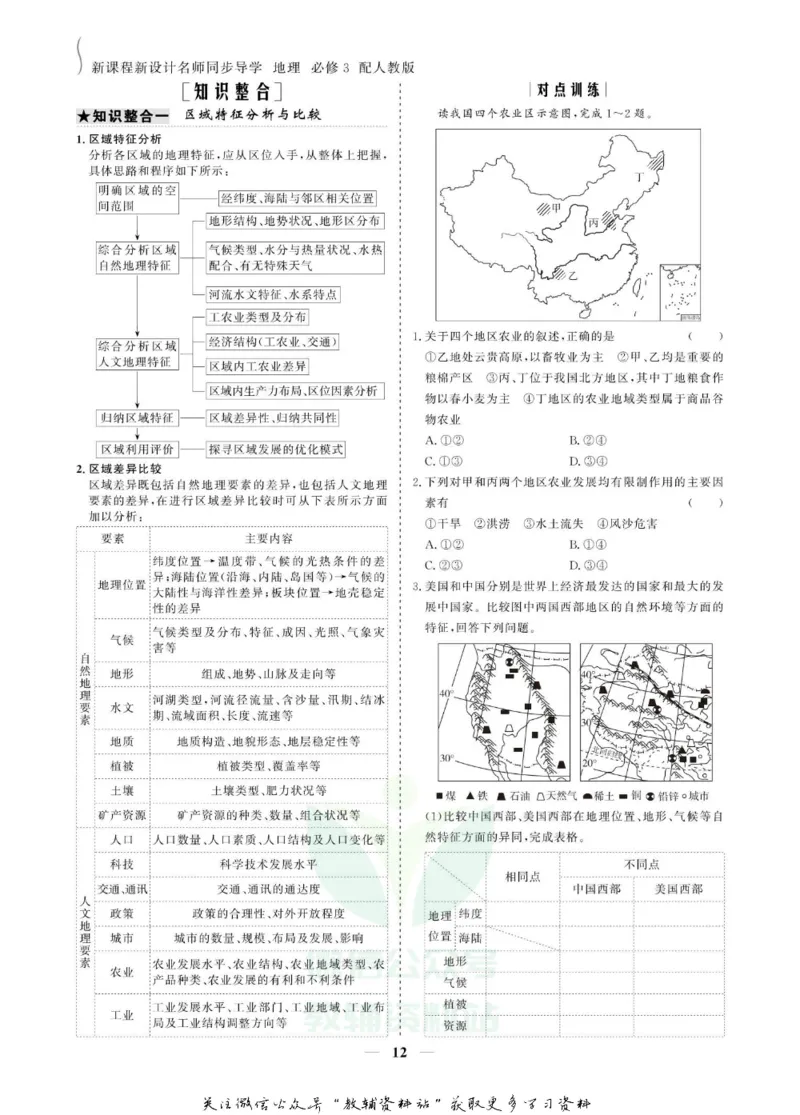名师同步导学地理人教版必修3_名师同步导学_高中地理