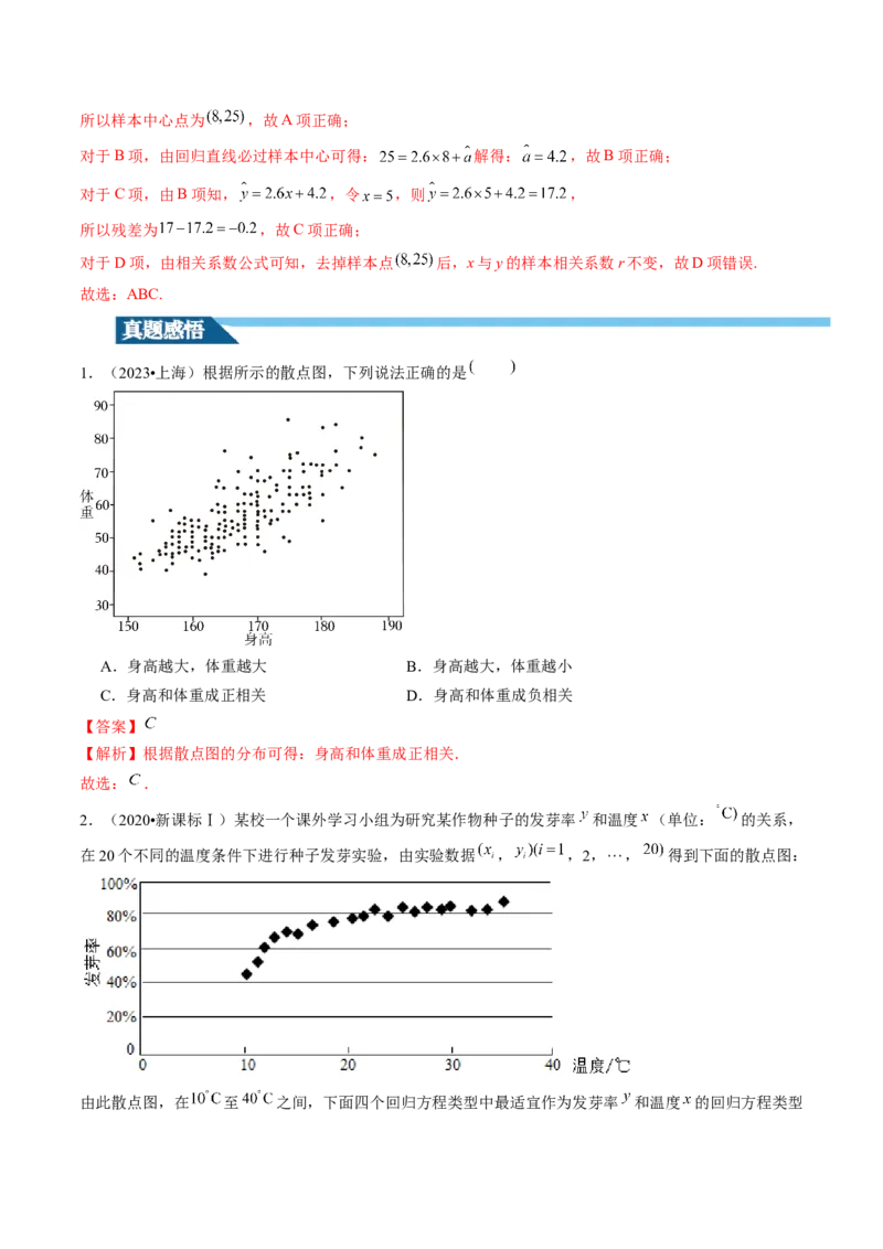 第02讲成对数据的统计分析（五大题型）（讲义）（解析版）_2.2025数学总复习_2024年新高考资料_1.2024一轮复习_2024年高考数学一轮复习讲练测（新教材新高考）