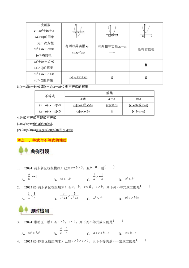 第02讲不等式（7类核心考点精讲精练）原卷版_2.2025数学总复习_2025年新高考资料_一轮复习_备战2025年高考数学一轮复习考点帮_备战2025年高考数学一轮复习考点帮（上海专版）