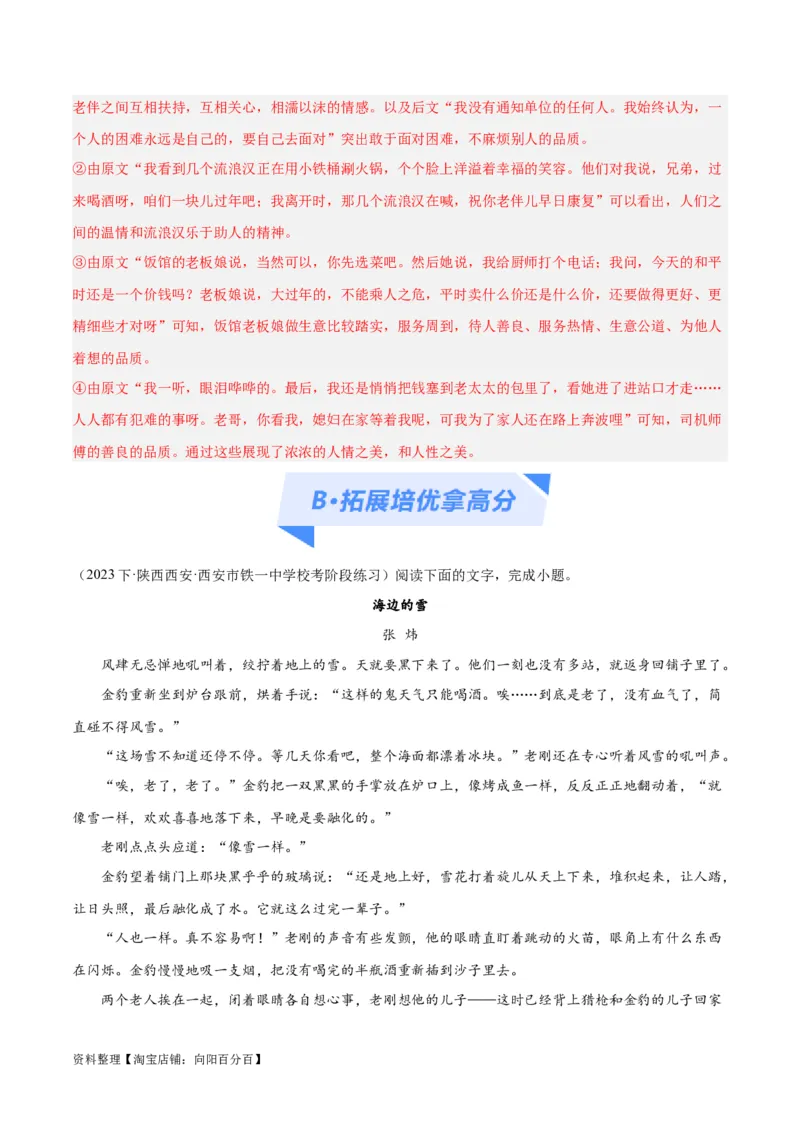 解密06文学类文本阅读小说之环境分析（分层训练）（解析版）_01高考语文_新高考复习资料_2024年新高考资料_二轮复习资料_分层训练_教师版（含答案解析）