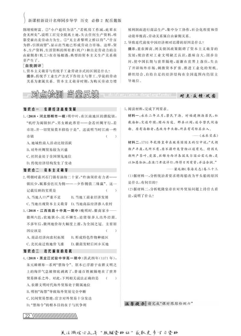 名师同步导学历史岳麓版必修2_名师同步导学_高中历史