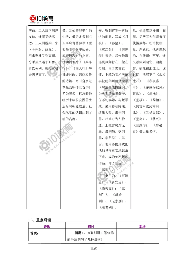 《登高》《琵琶行并序》_同步视频课高中语文_新版人教版_新人教版高中语文必修一二_新人教版高中语文必修第一册_101教育语文必修第一册配套学案和练习