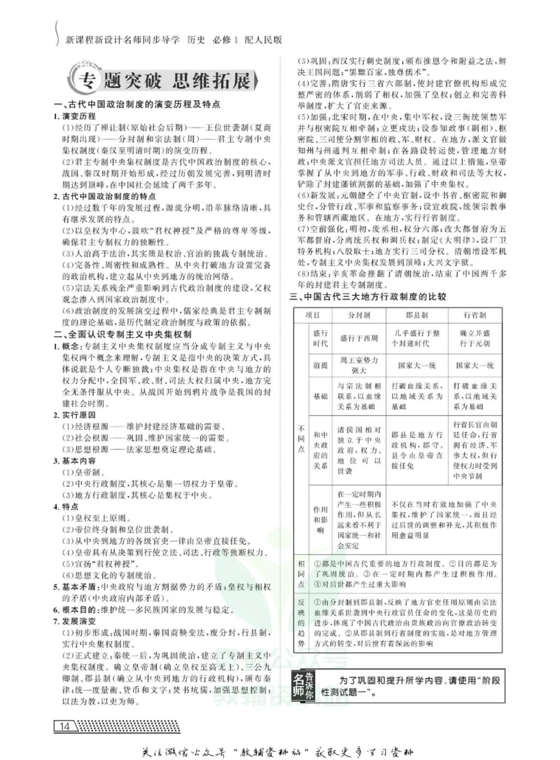 名师同步导学历史人民版必修1_名师同步导学_高中历史