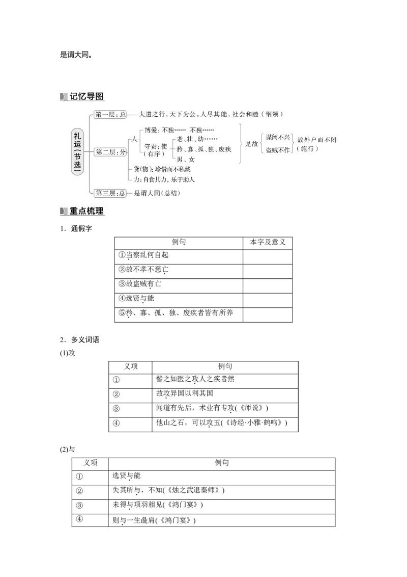 选择性必修上册　单篇梳理6～7　兼爱　礼运(节选)_01高考语文_5.22025年新高考资料_2025新高考一轮复习语文_2025语文大一轮复习讲义学生用书Word版文档_学生用书_选择性必修上册