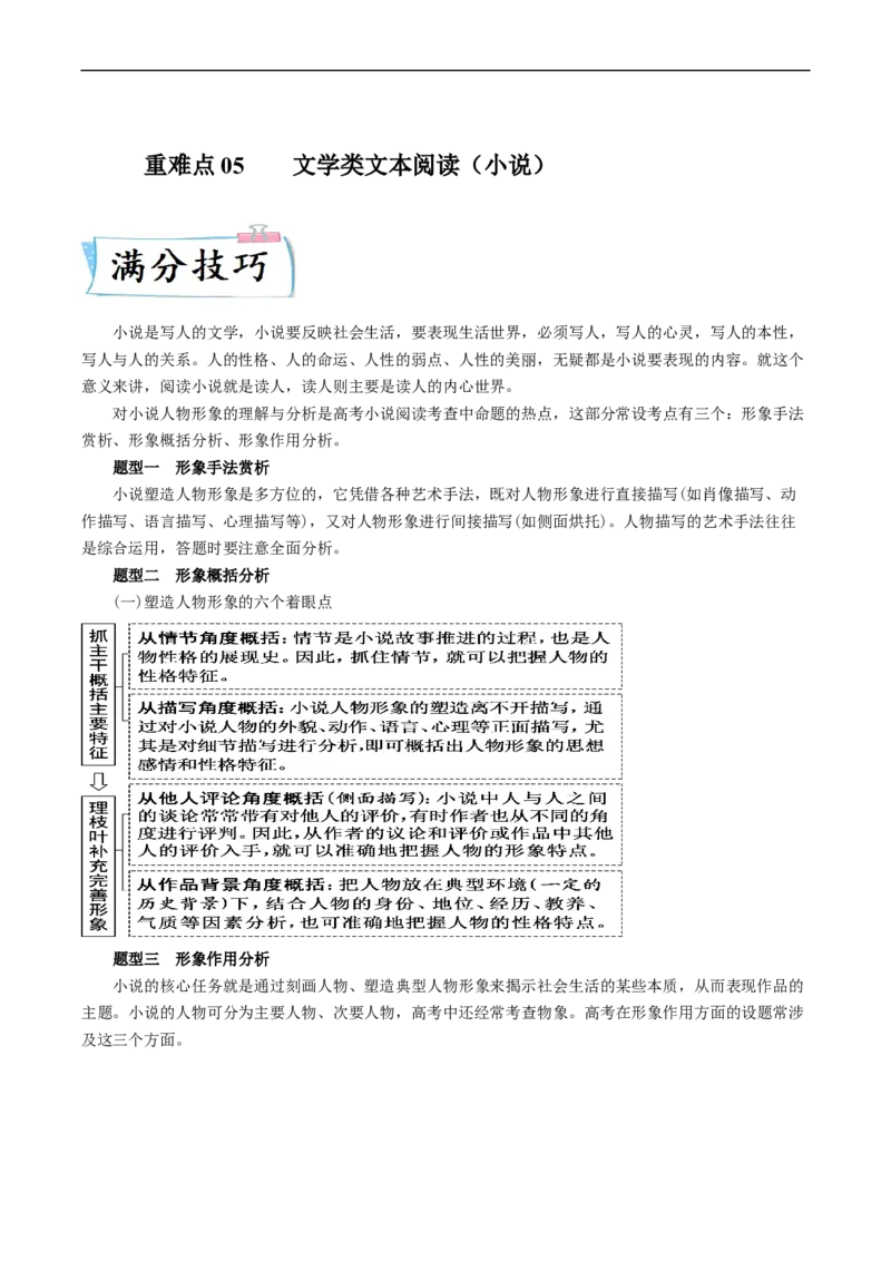 重难点05文学类文本阅读（小说）-2023年高考语文热点&middot;重点&middot;难点专练（新高考）（原卷版）_01高考语文_32023年新高考资料_专项复习