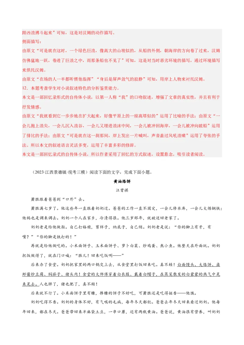 解密08文学类文本阅读小说之综合探究分析（分层训练）（解析版）_01高考语文_4.22024年新高考资料_2.2024二轮复习