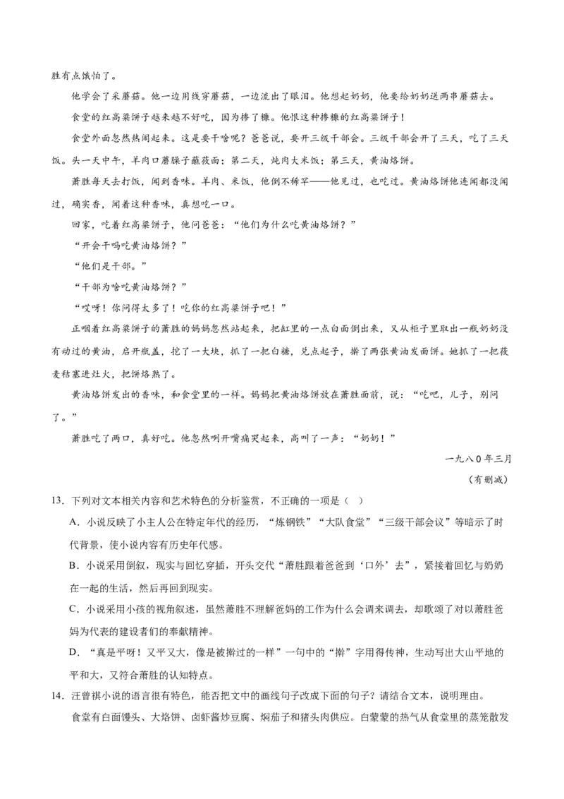 解密08文学类文本阅读小说之综合探究分析（分层训练）（解析版）_01高考语文_4.22024年新高考资料_2.2024二轮复习