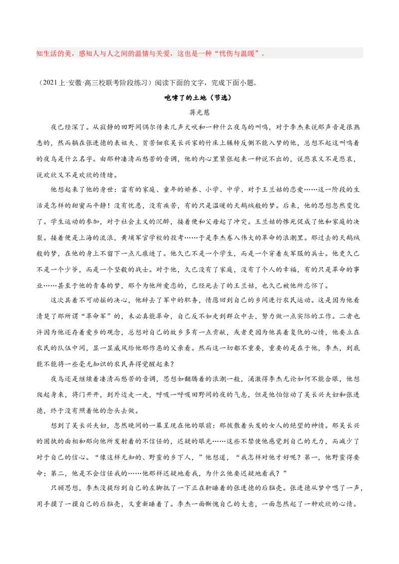 解密08文学类文本阅读小说之综合探究分析（分层训练）（解析版）_01高考语文_4.22024年新高考资料_2.2024二轮复习