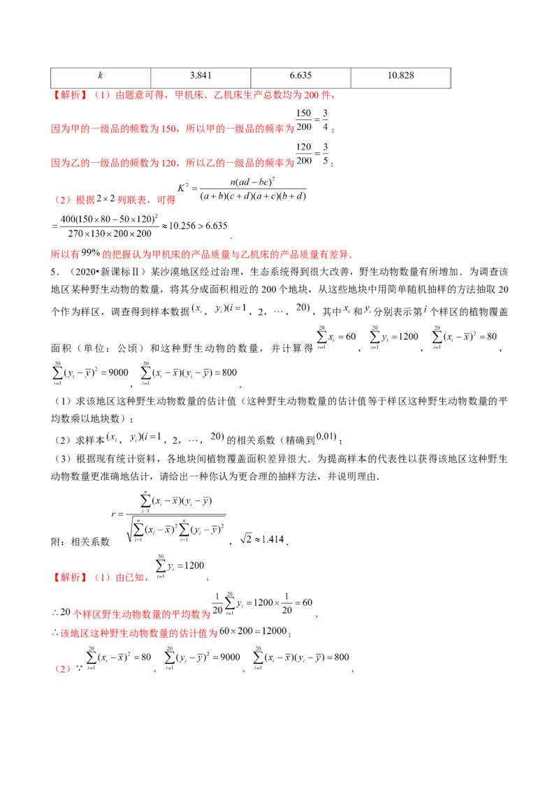 第02讲成对数据的统计分析（练习）（解析版）_2.2025数学总复习_2024年新高考资料_1.2024一轮复习_2024年高考数学一轮复习讲练测（新教材新高考）_第九章统计与成对数据的统计分析