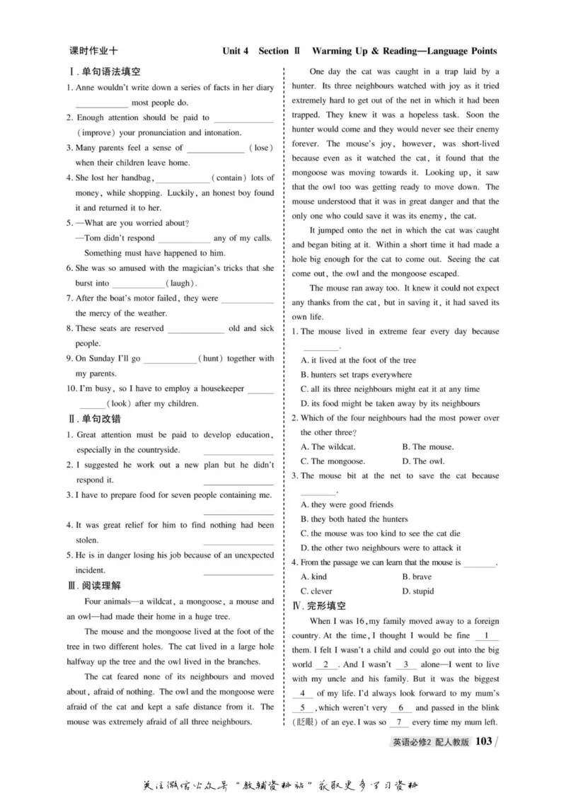 名师同步导学英语人教版必修2_名师同步导学_高中英语