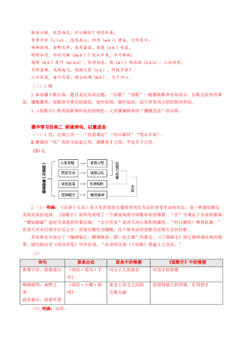 7.1《短歌行》（导学案）-（统编版必修上册）_高语_高中语文_必修上册_导学案