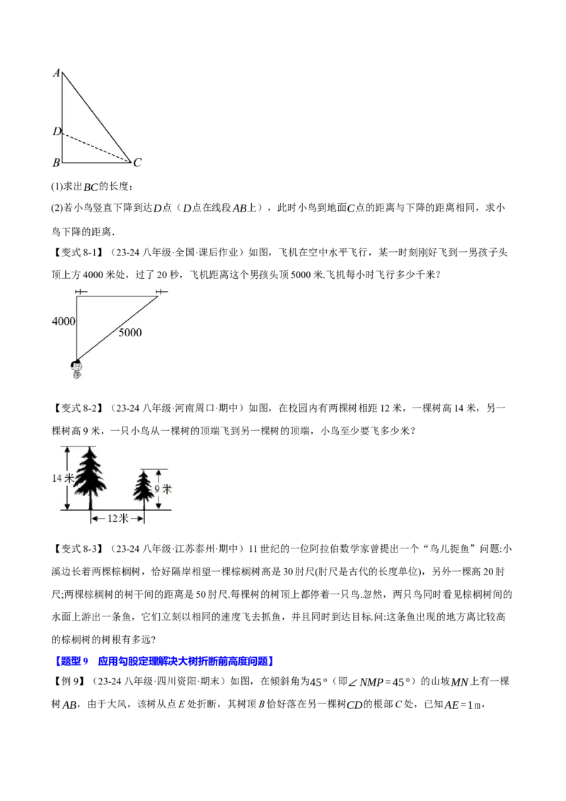 专题17.3勾股定理的应用（十二大题型）（举一反三）（人教版）（学生版）_初中数学_八年级数学下册（人教版）_母题专项-U66_2025版