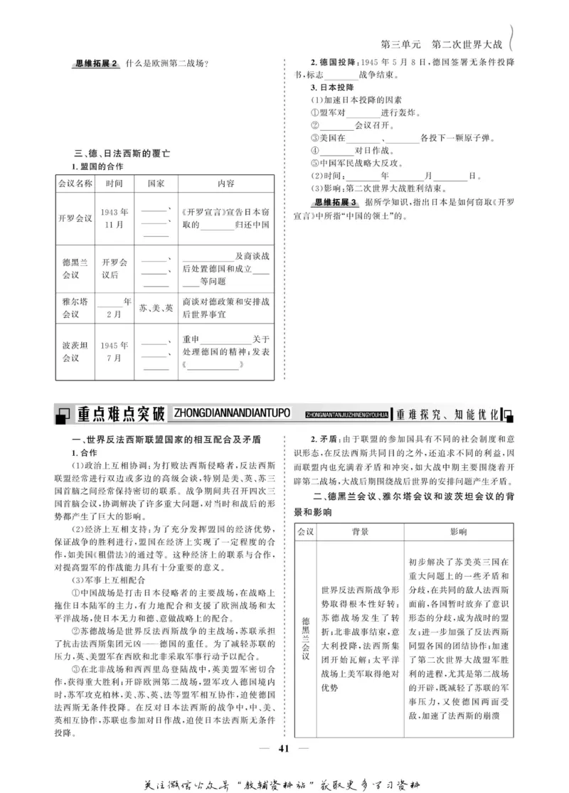 名师同步导学历史人教版选修3-20世纪的战争与和平_名师同步导学_高中历史
