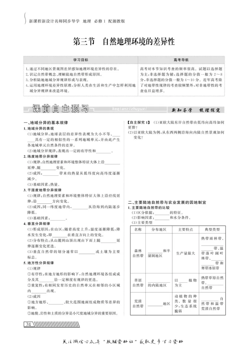 名师同步导学地理湘教版必修1_名师同步导学_高中地理