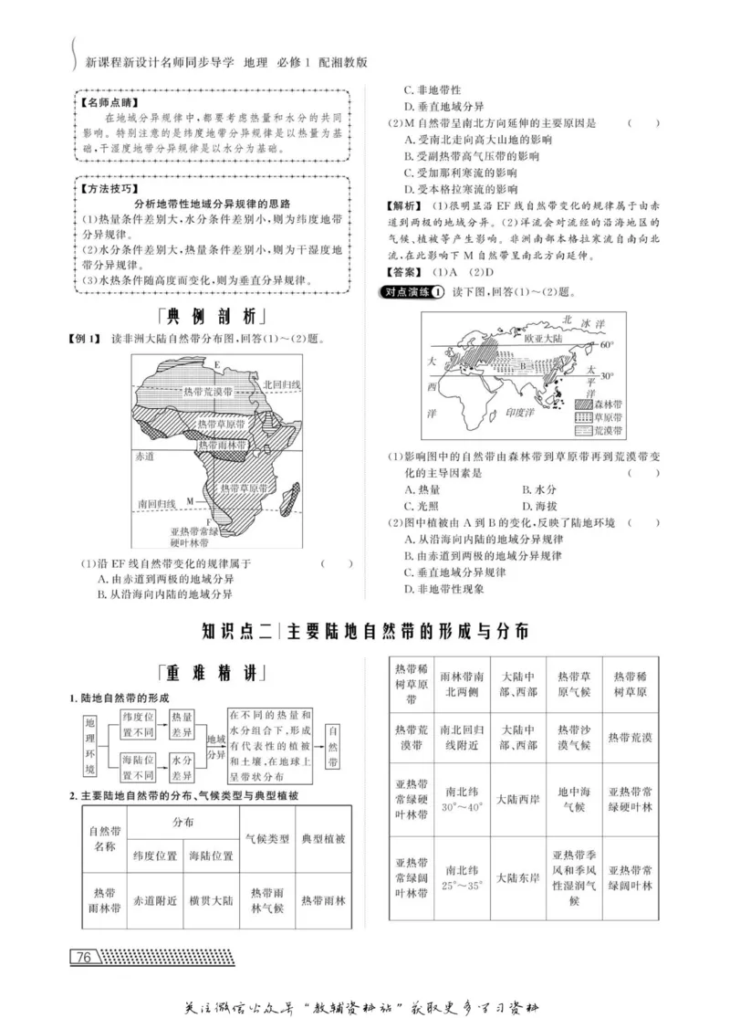 名师同步导学地理湘教版必修1_名师同步导学_高中地理