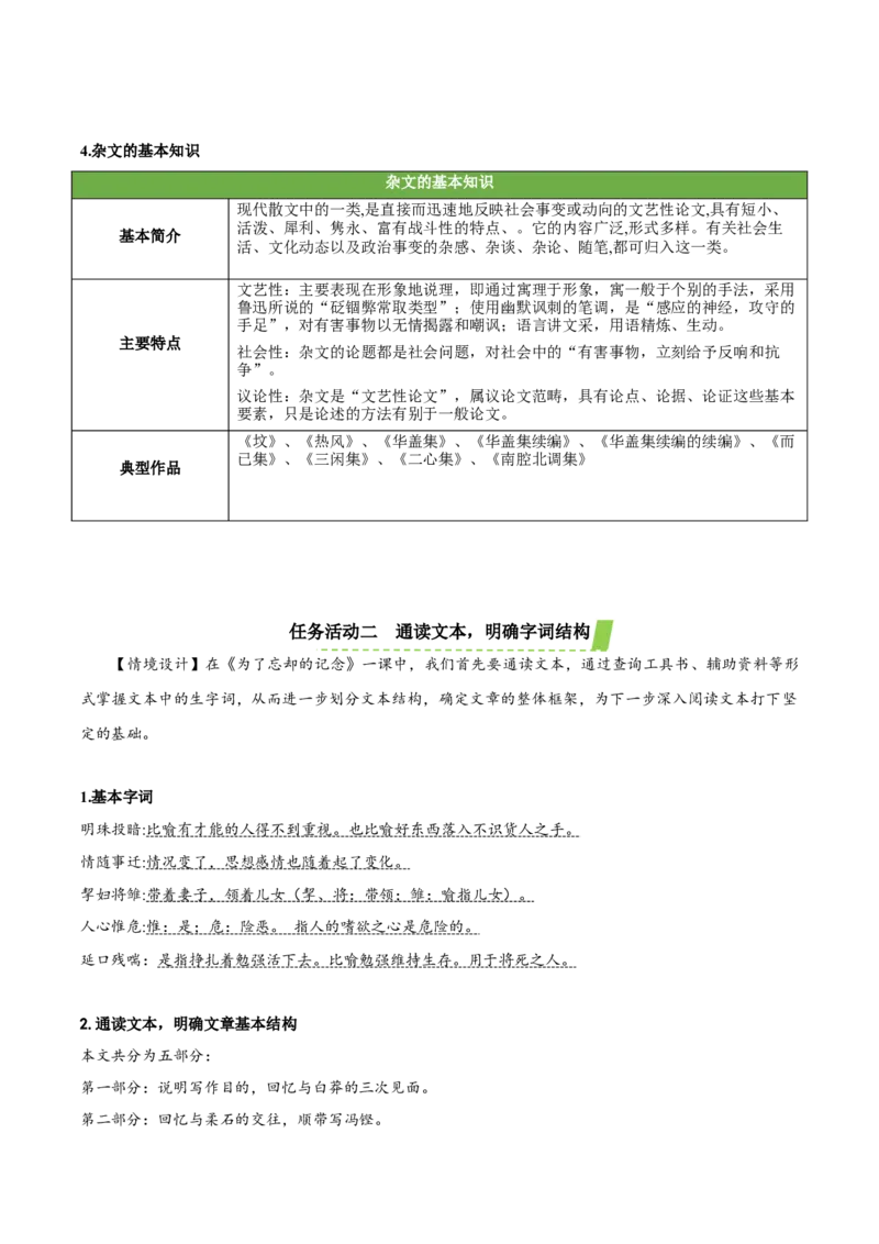 6-2《为了忘却的记念》（教学设计）-（统编版选择性必修中册）_高语_高中语文_选择性必修中册_教学设计