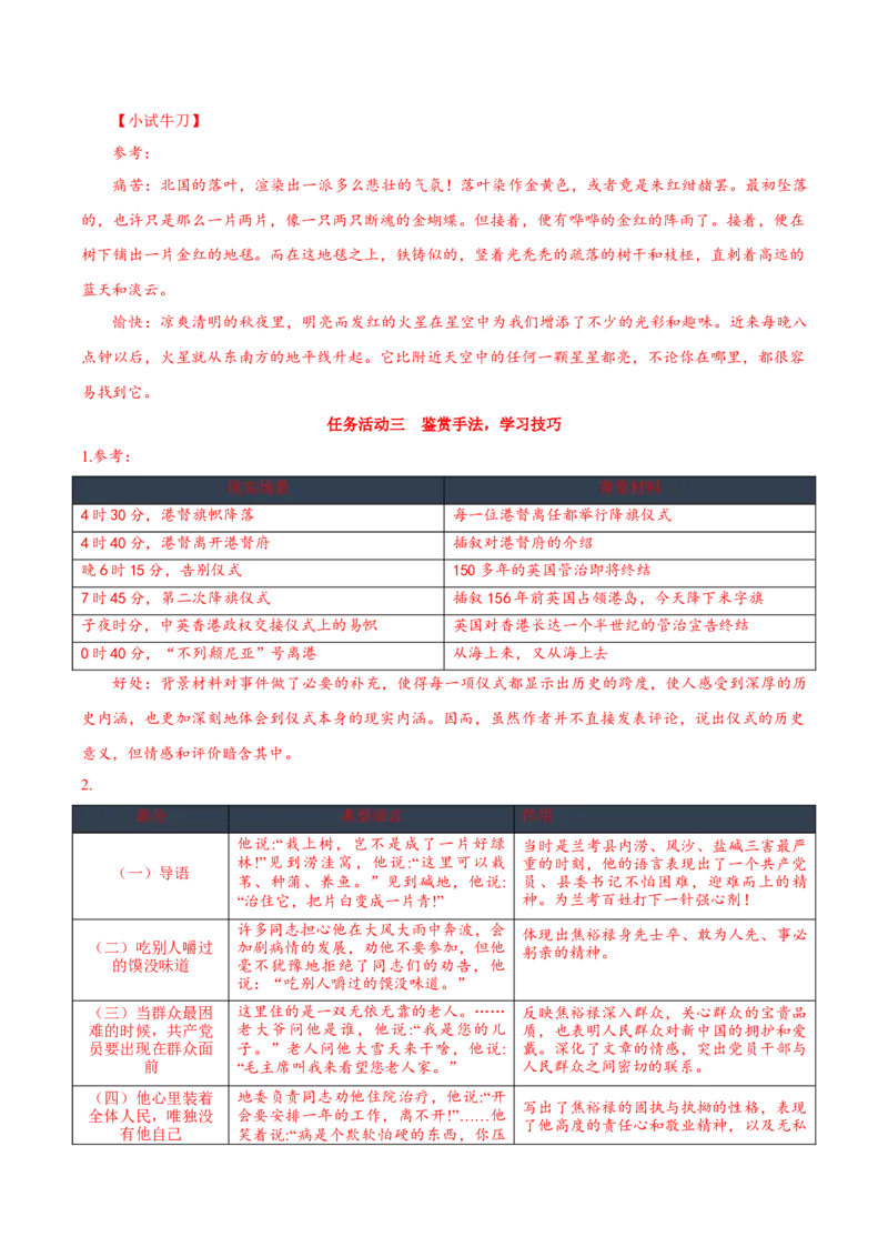 3《别了，&ldquo;不列颠尼亚&rdquo;》《县委书记的榜样&mdash;&mdash;焦裕禄》（导学案）-（统编版选择性必修上册）_高语_高中语文_选择性必修上册_导学案