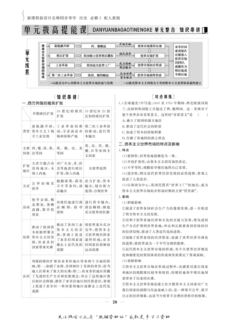 名师同步导学历史人教版必修2_名师同步导学_高中历史