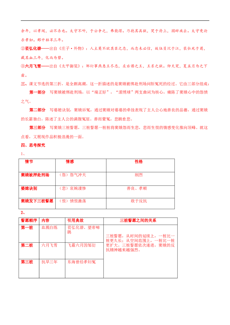 2.4.1《窦娥冤》导学案（2）_高语_人教版高中语文_02部编高中语文必修下册_02第二套（课件+教案+学案+练习）配套版_03导学案