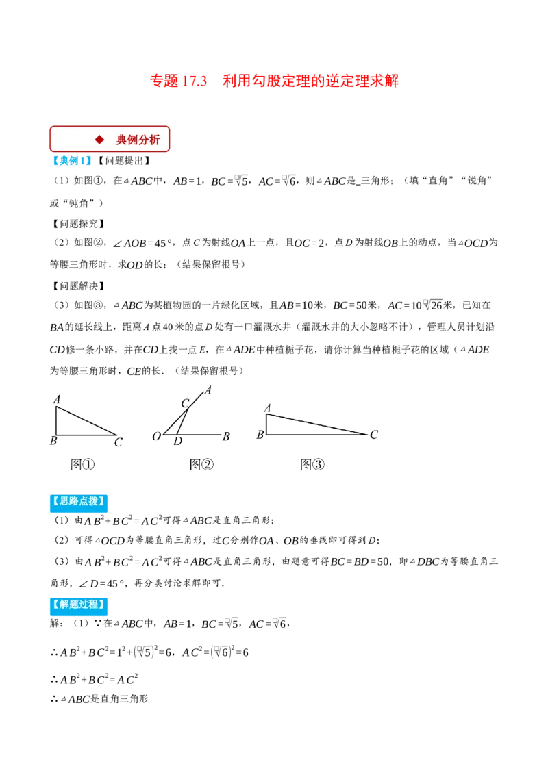专题17.3利用勾股定理的逆定理求解（压轴题专项讲练）（人教版）（教师版）_初中数学_八年级数学下册（人教版）_压轴题专项-V5_2025版
