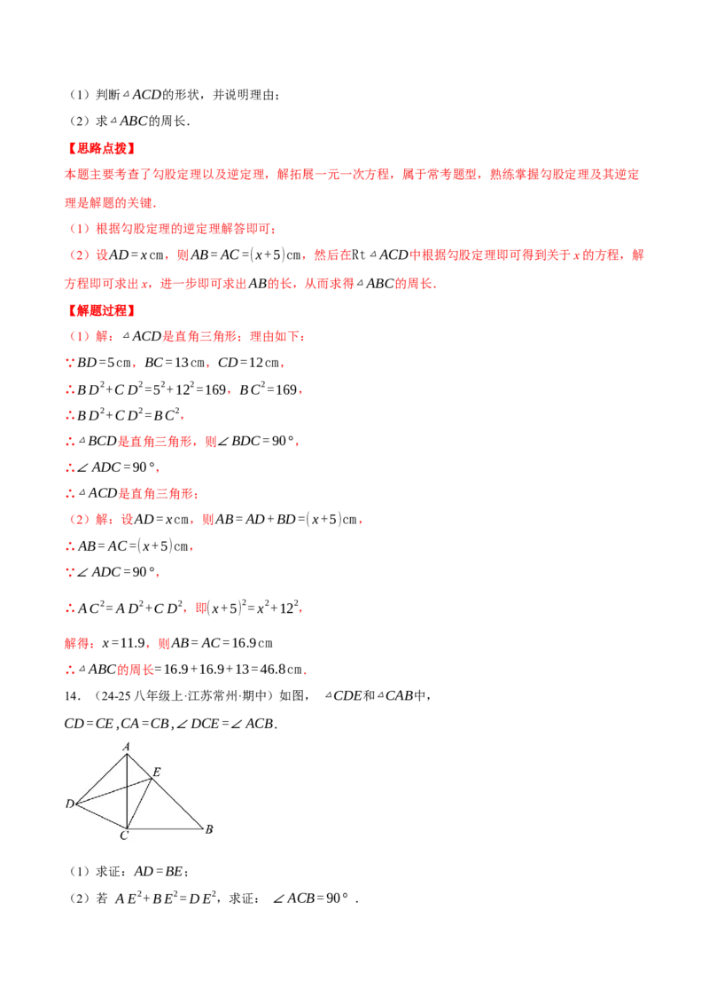 专题17.3利用勾股定理的逆定理求解（压轴题专项讲练）（人教版）（教师版）_初中数学_八年级数学下册（人教版）_压轴题专项-V5_2025版