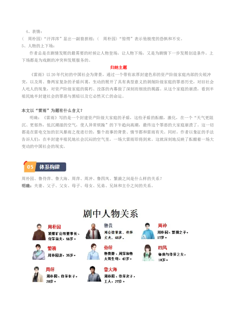 5.《雷雨（节选）》（教师版）_高语_高中语文_必修下册_同步讲义