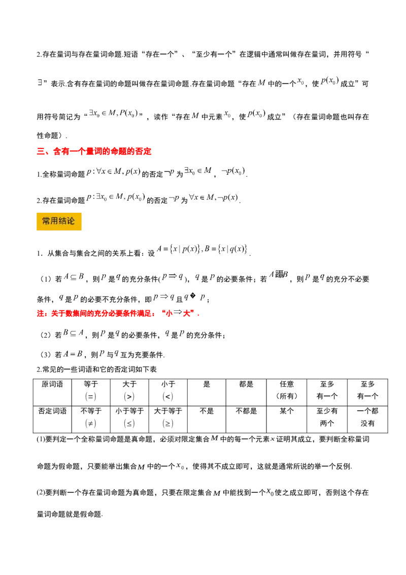 第02讲常用逻辑用语（精讲）-2025年高考数学一轮复习讲义及高频考点归纳与方法总结（新高考通用）解析版_2.2025数学总复习_2025年新高考资料_一轮复习
